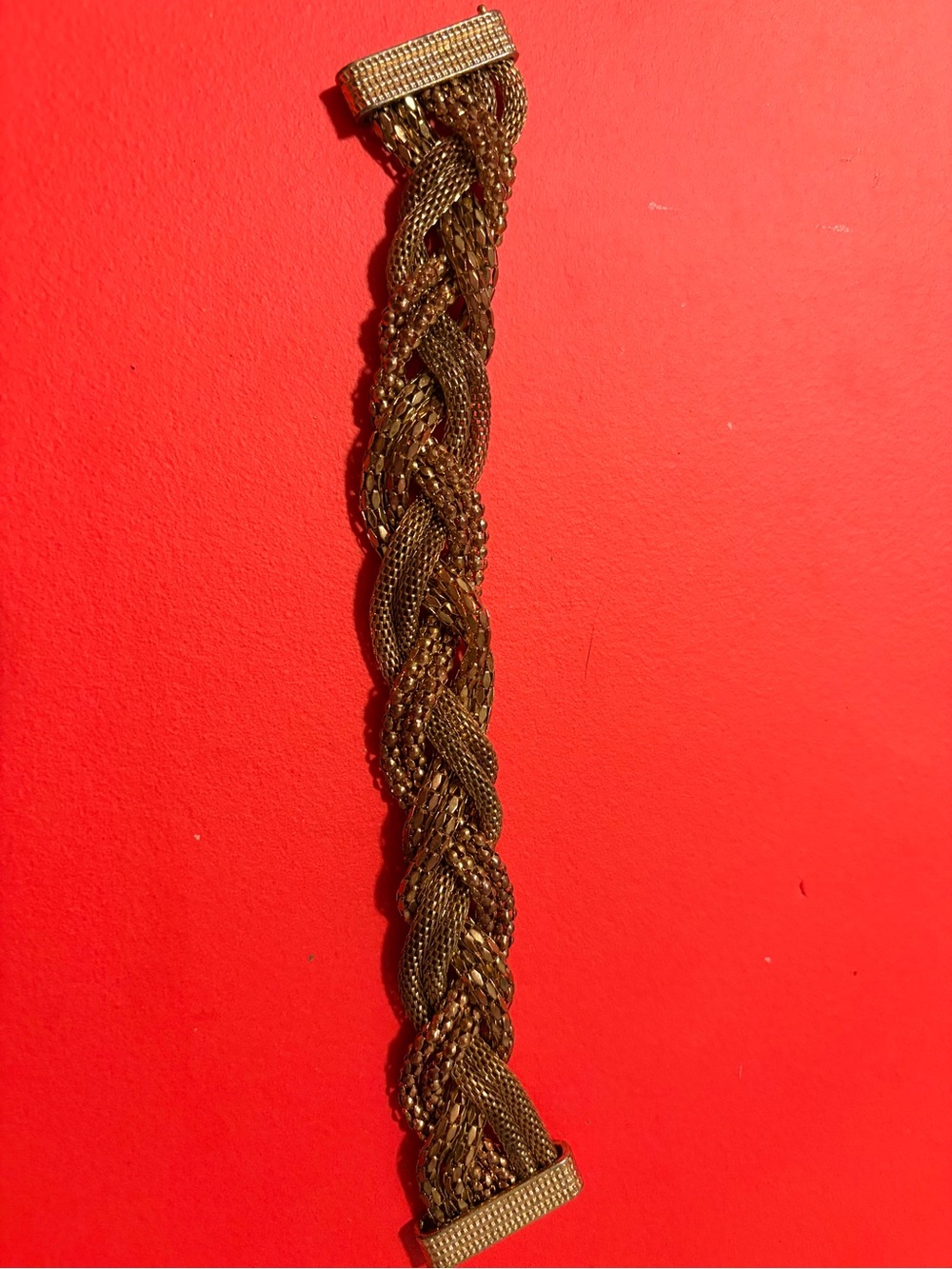Braided Metal-Link Bracelet in Gold Tone for Women